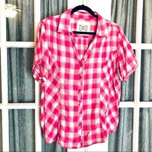 *Bundle 4/$20* Cato Pink White Plaid Button Down Plus Size 22/24W